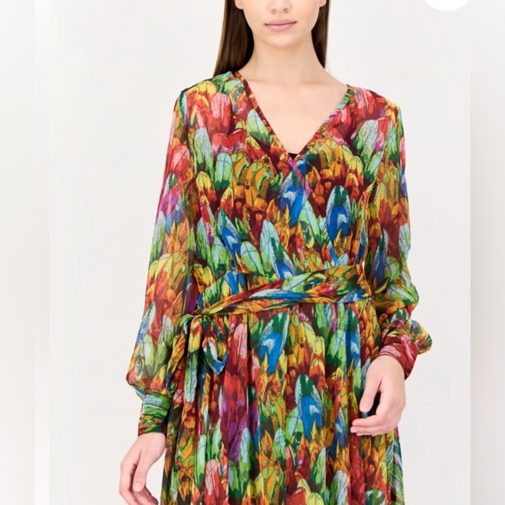 NWT Spy Zone Maxi Dress Tropical Feathers Size Large
